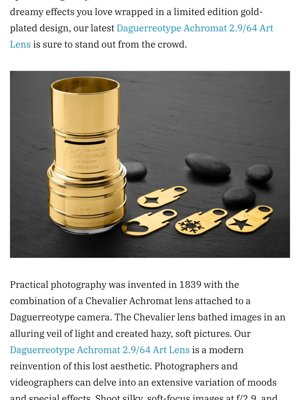 Lomography's Daguerreotype Achromat 2.9/64 Art Lens Chromat Brass Camera Lens